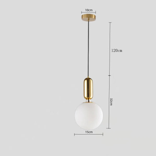 Nordic Glass Ball Pendant Light Brass Iron Hanging Lamp