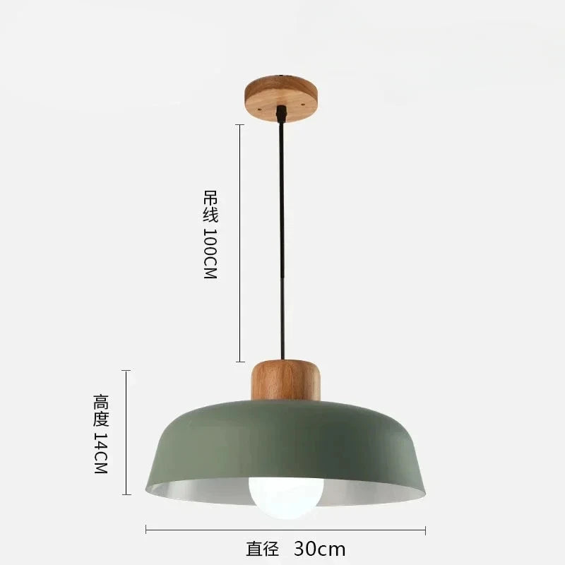 Lámpara Colgante Nórdica de Madera y Metal para Comedor