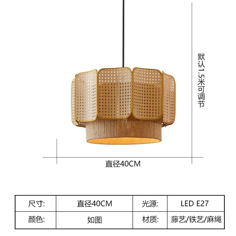 Bohemian Rattan Pendant Light for Dining Room