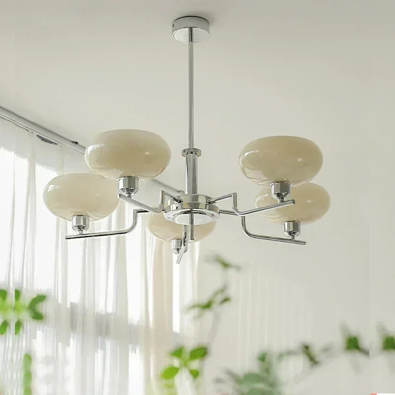 Retro Glass Ball Pendant Light Iron Chandelier
