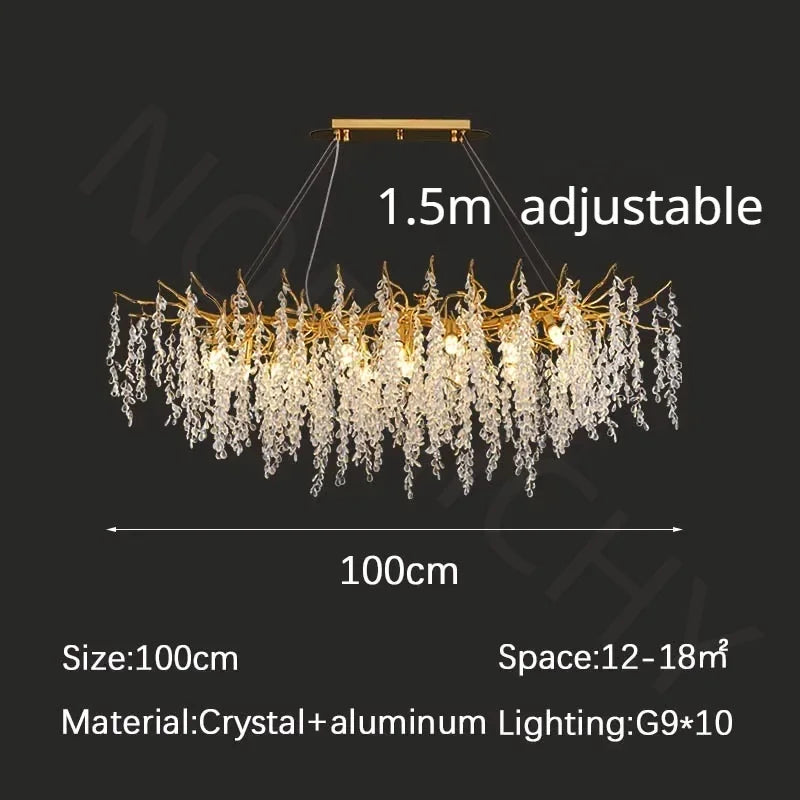 Branch-Shaped Modern Crystal LED Chandelier Pendant Light