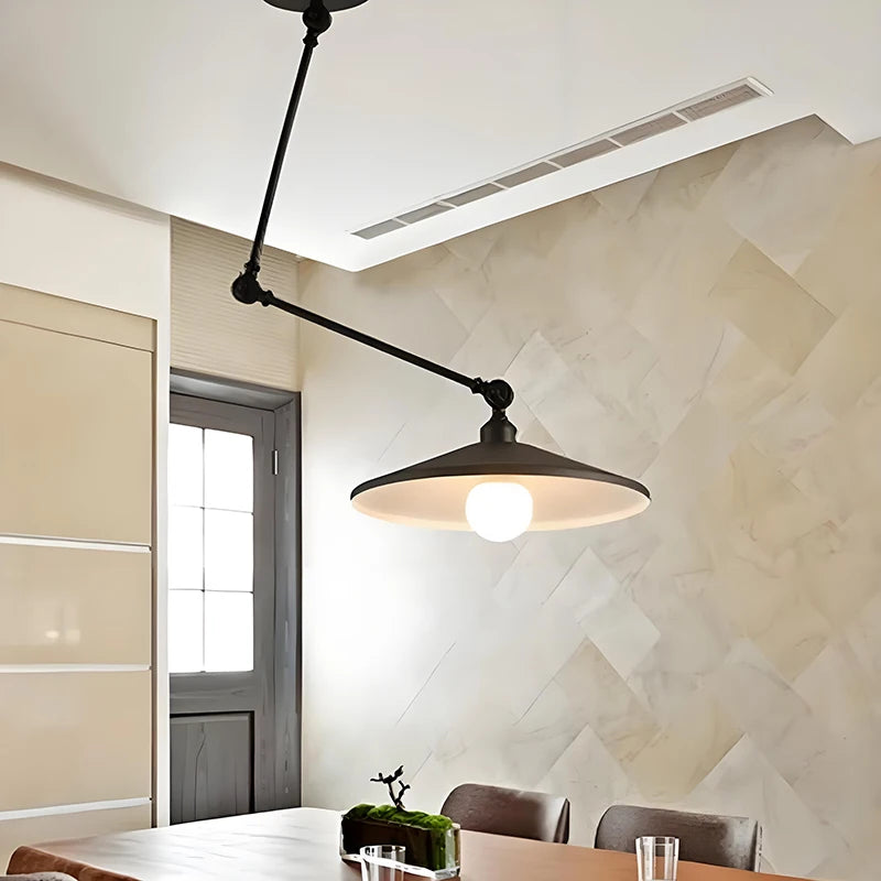 Industrial Iron Adjustable Pendant Lamp with Telescopic Arm
