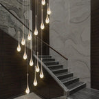 Modern Crystal LED Chandelier - Gold Hallway Hanging Light