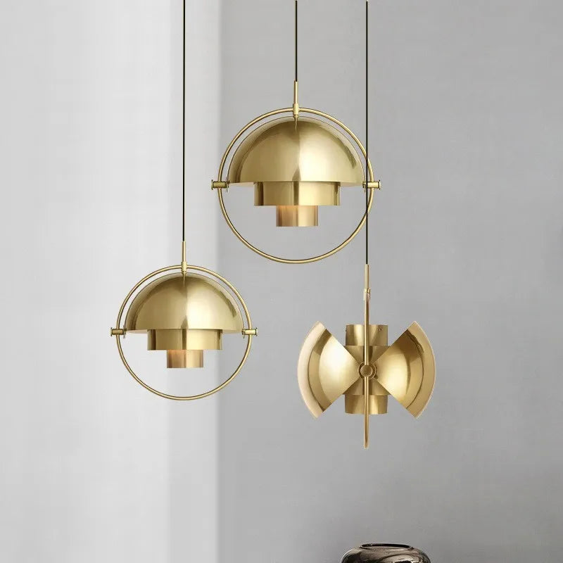 Danish Style Multi Shade Brass Pendant Light 28cm for Dining Room