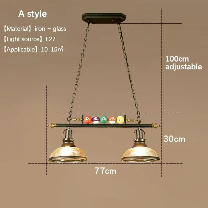 Industrial Black Iron Glass Pendant Light 3-Head