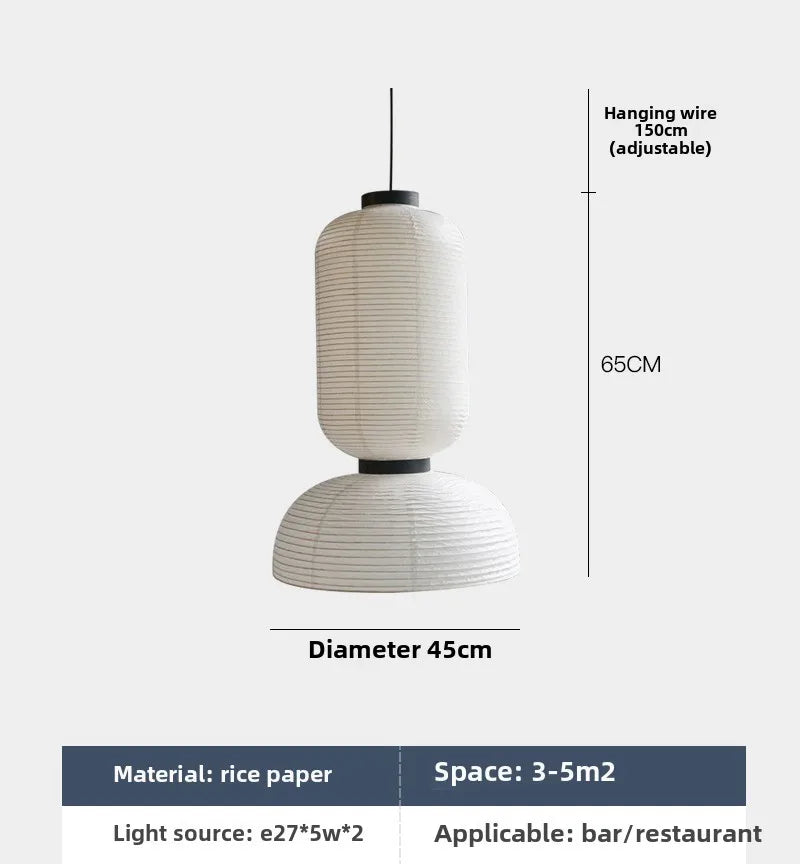 Lámpara colgante de papel minimalista con diseño de farol japonés
