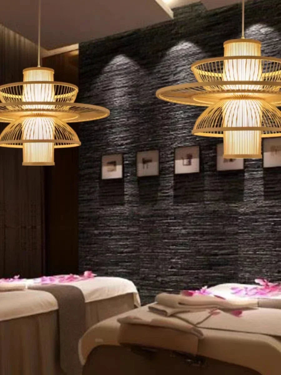Bohemian Rattan Pendant Light for Bedroom