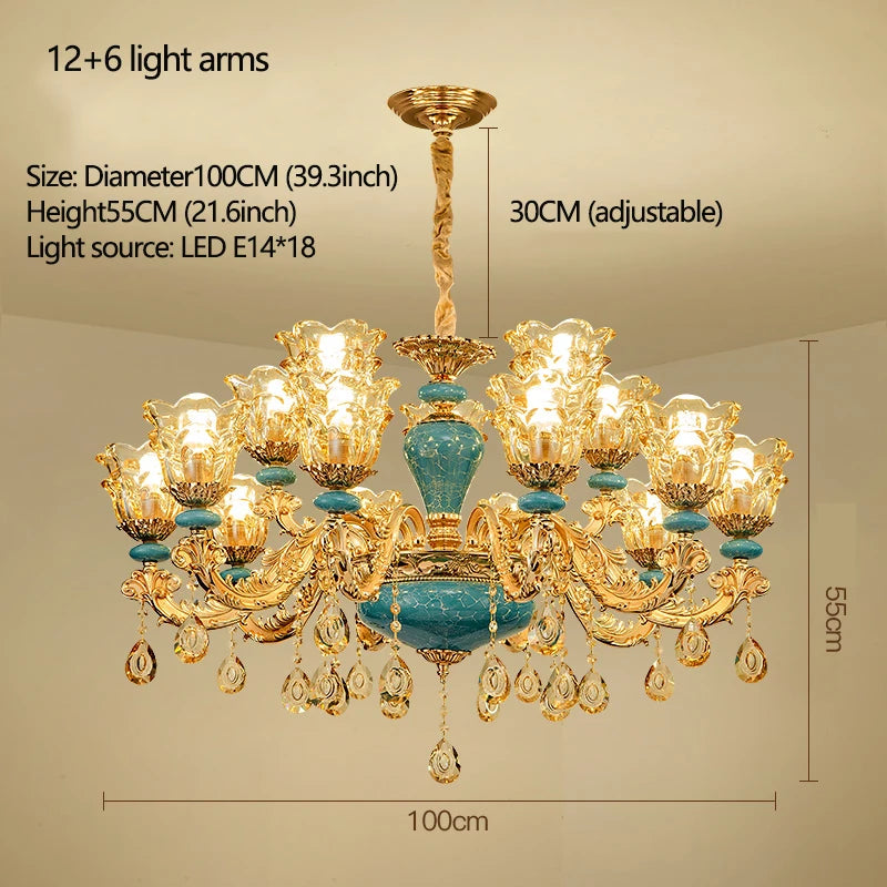 European Ceramic Chandelier Luxury Hall Light