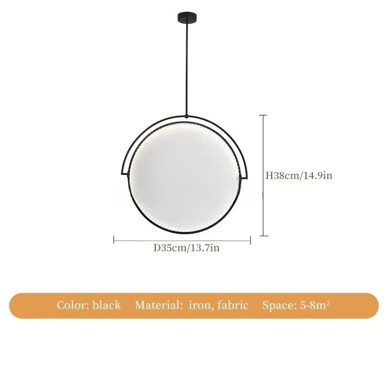Nordic Iron Pendant Light with Fabric Shade