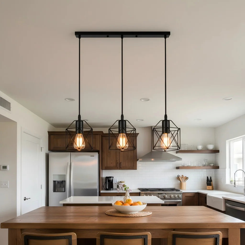 Industrial Iron Pendant Light 3-Head Hanging Lamp