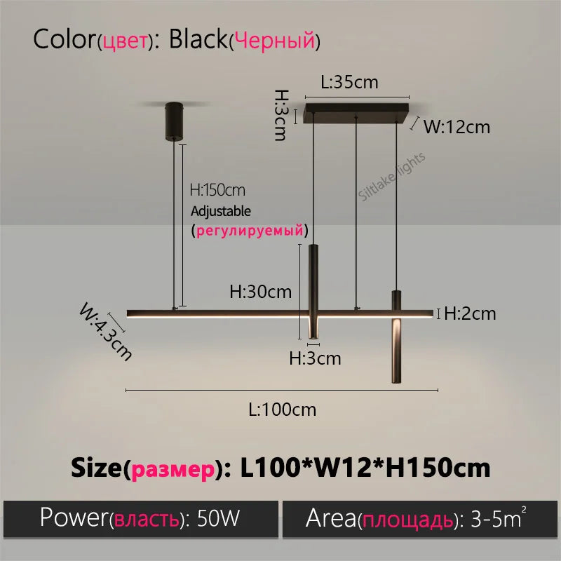 Minimalist Iron Linear Pendant Light for Dining