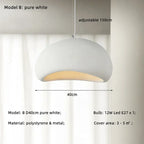 Wabi Sabi White Resin Dome Pendant Light for Living Room and Dining Room