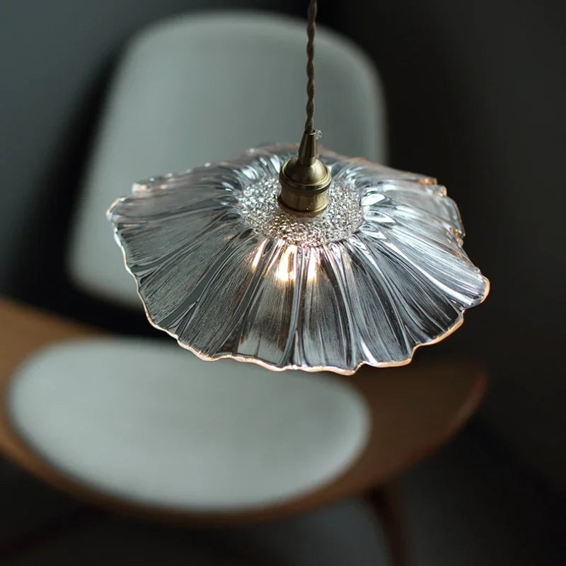 Nordic Glass Flower Pendant Light for Bedroom
