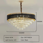 Luxury Black and Gold Tiered Crystal Chandelier for Living Room