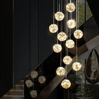 Lámpara colgante de esfera de cristal nórdico para hueco de escalera