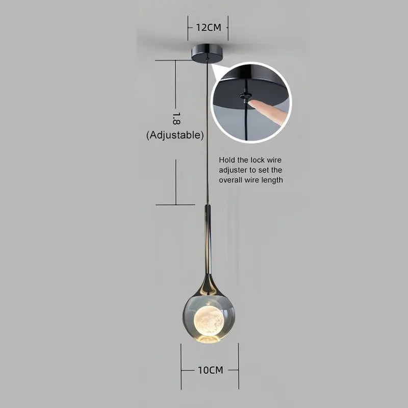 Minimalist Glass Pendant Light for Bedroom