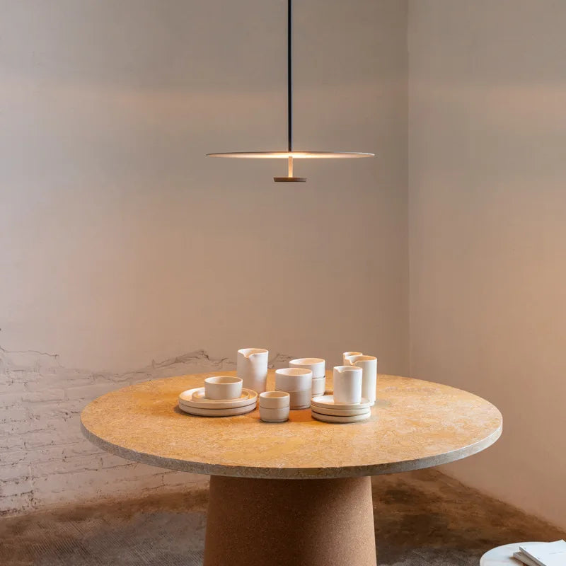 Minimalist Iron Pendant Light with Wooden Accent
