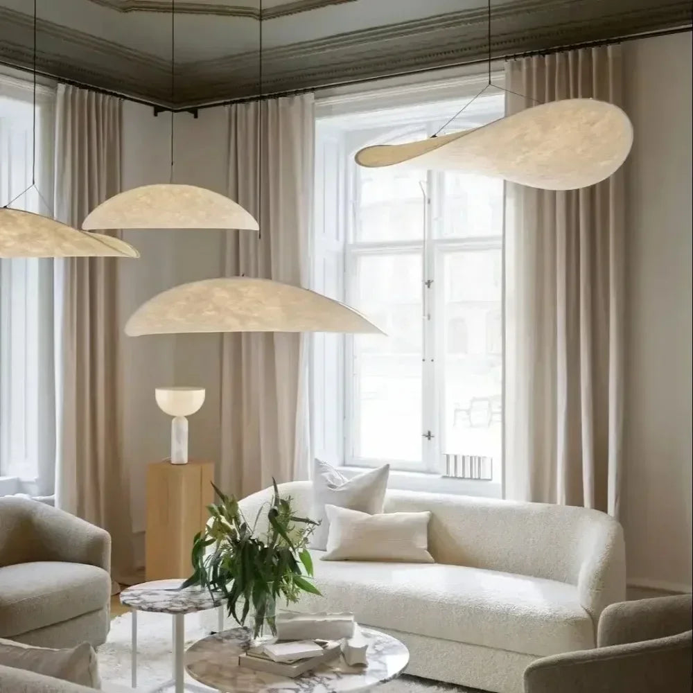 Modern Silk Sail Pendant Light in White for Living Room 40 to 120cm