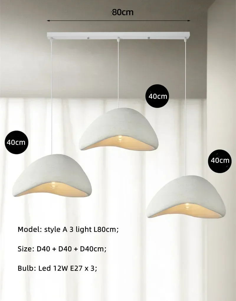 Wabi Sabi White Resin Dome Pendant Light for Living Room and Dining Room