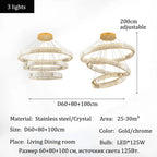Luxury Crystal Ring Ceiling Pendant Chandelier Lights Dining Table Light Żyrandol Modern Chandeliers for Living Room Home Decor