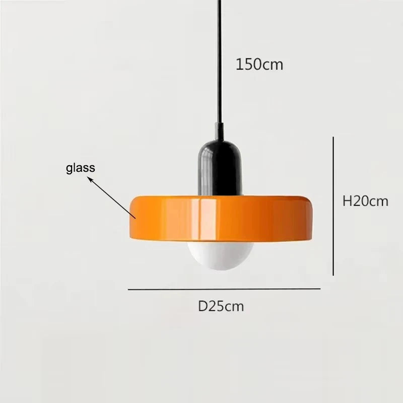 Retro Two Tone Glass Mushroom Pendant Light for Cafe and Dining Room