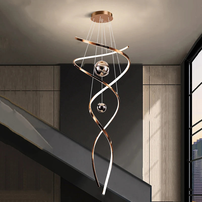 Modern LED Pendant Light with Twisted Metal Arms