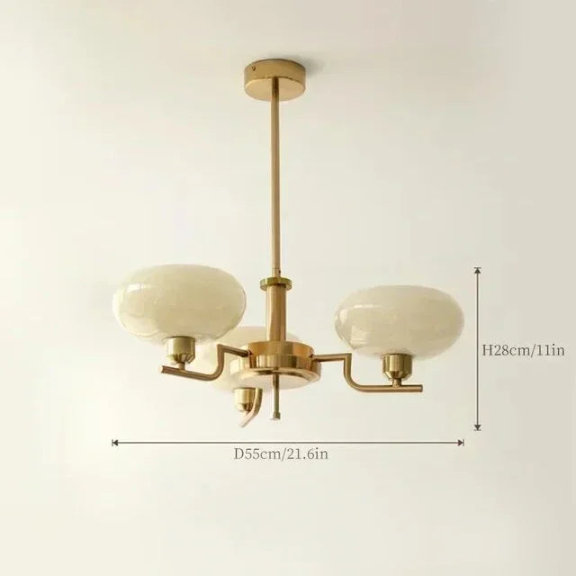 Retro Glass Ball Pendant Light Iron Chandelier
