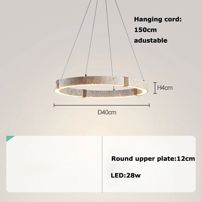 Minimalist Travertine Stone Pendant Light for Dining