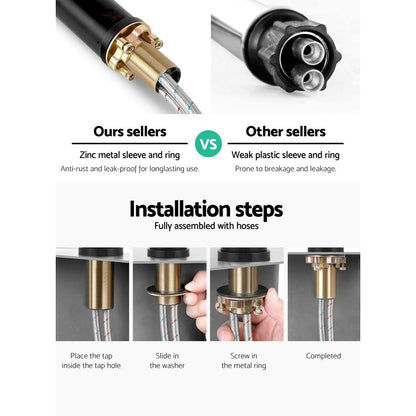 Cefito Bathroom Basin Mixer Tap Round Tall Faucet Vanity Laundry Black