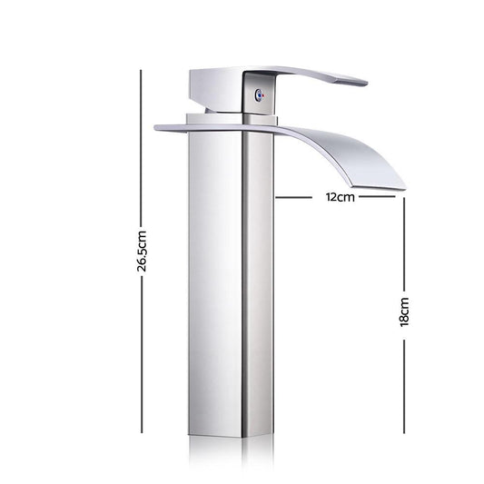 Cefito Bathroom Basin Mixer Tap Thin Tall Faucet Vanity Laundry Silver