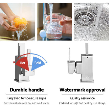 Cefito Kitchen Mixer Tap Mixer Square Sink Faucet Basin Laundry Chrome