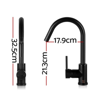 Cefito Kitchen Mixer Tap Mixer Round Sink Faucet Basin Laundry Black