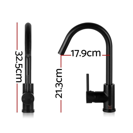 Cefito Kitchen Mixer Tap Mixer Round Sink Faucet Basin Laundry Black