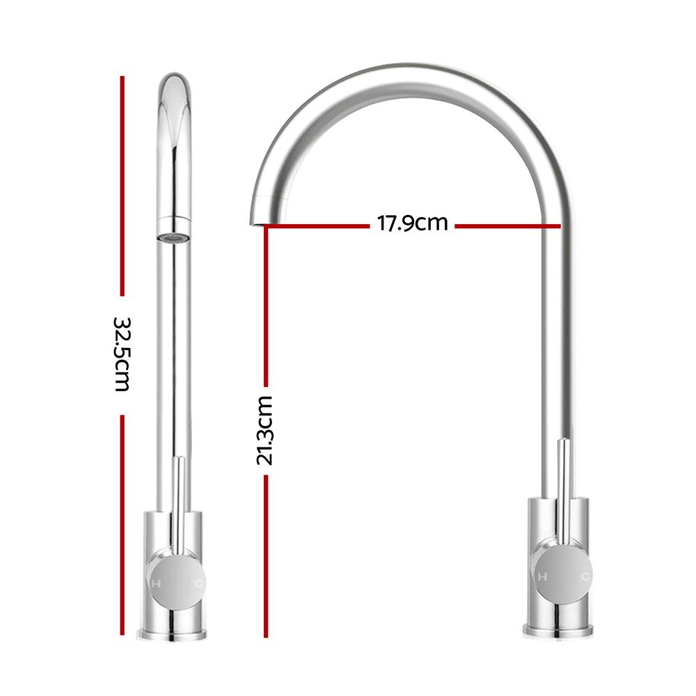 Cefito Kitchen Mixer Tap Mixer Round Sink Faucet Basin Laundry Chrome