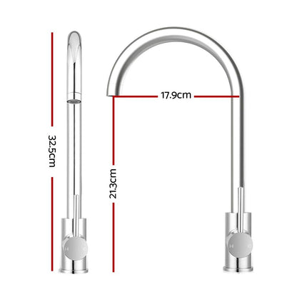 Cefito Kitchen Mixer Tap Mixer Round Sink Faucet Basin Laundry Chrome