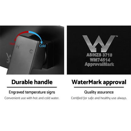 Cefito WELS Bathroom Tap Wall Square Black Basin Mixer Taps Vanity