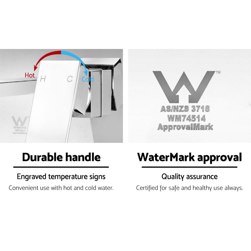 Cefito WELS Bathroom Tap Wall Square Silver Basin Mixer Taps Vanity