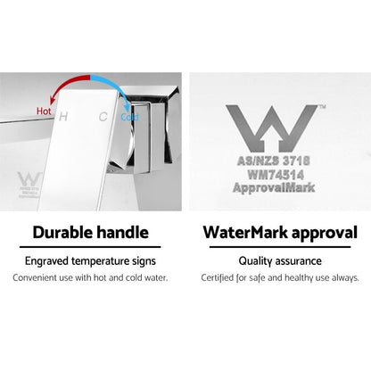 Cefito WELS Bathroom Tap Wall Square Silver Basin Mixer Taps Vanity