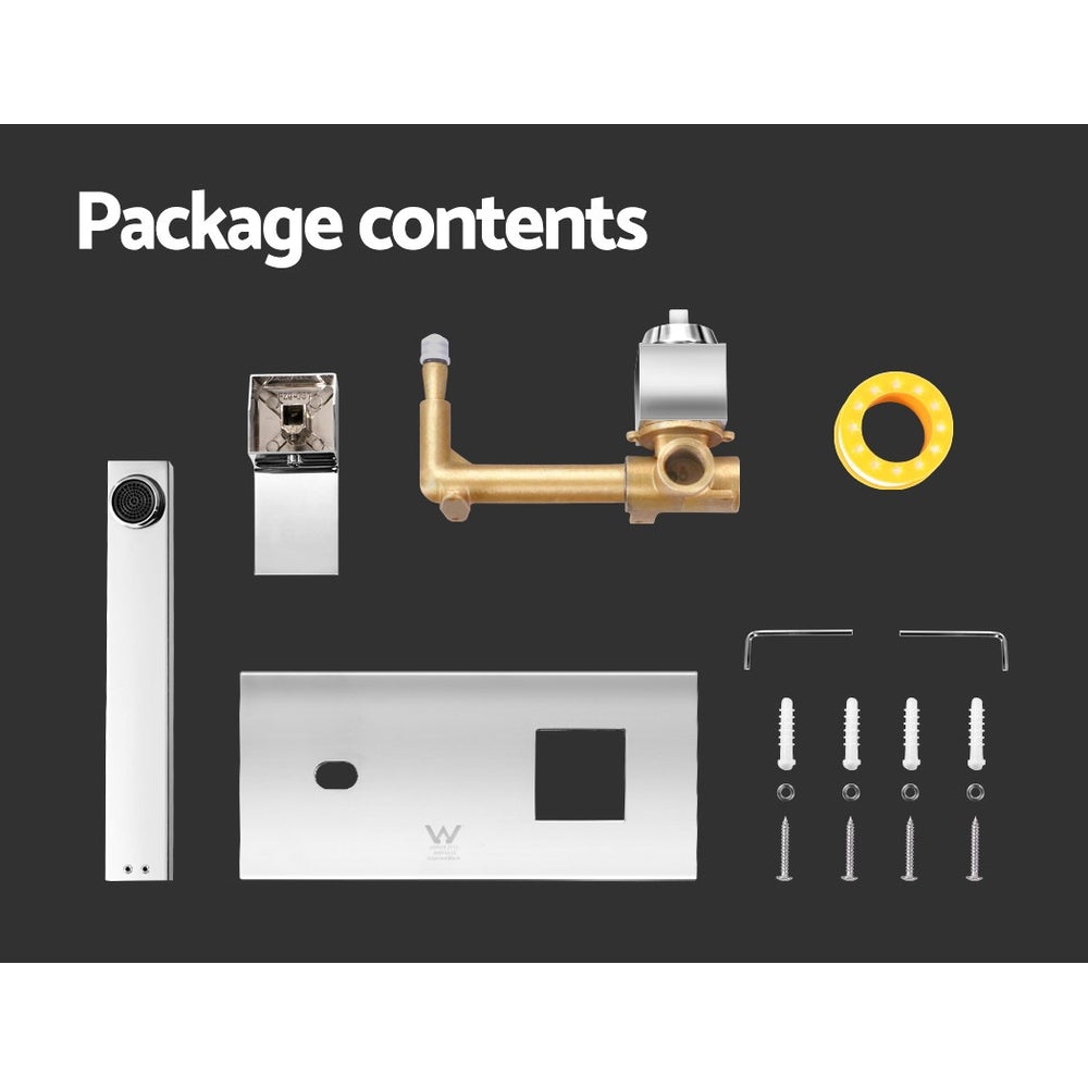 Cefito WELS Bathroom Tap Wall Square Silver Basin Mixer Taps Vanity