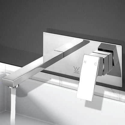 Cefito WELS Bathroom Tap Wall Square Silver Basin Mixer Taps Vanity