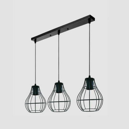 Black Wire Rectangle Base 3 Head Pendant Light Fixture~3877
