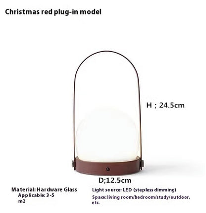 Mid-ancient Danish Portable Table Lamp Bedside Minimalist Portable Charging Touch Atmosphere Camping Night Light