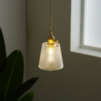 Japanese Glass Pendant Ceiling Light with Copper Accents
