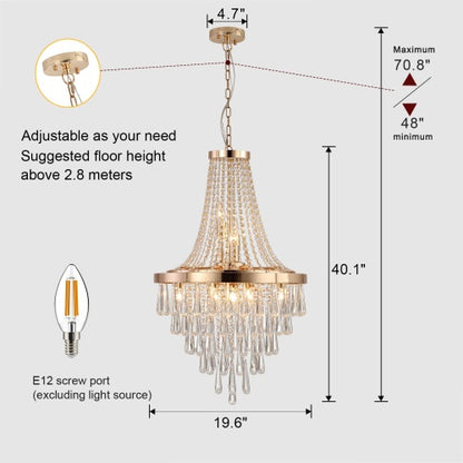 Golden Crystal Chandelier, Large Modern Luxury Chandelier For Living Room, Dining Room, Bedroom, Hallway - Bulb Not Included Unavailable Platforms- Temu