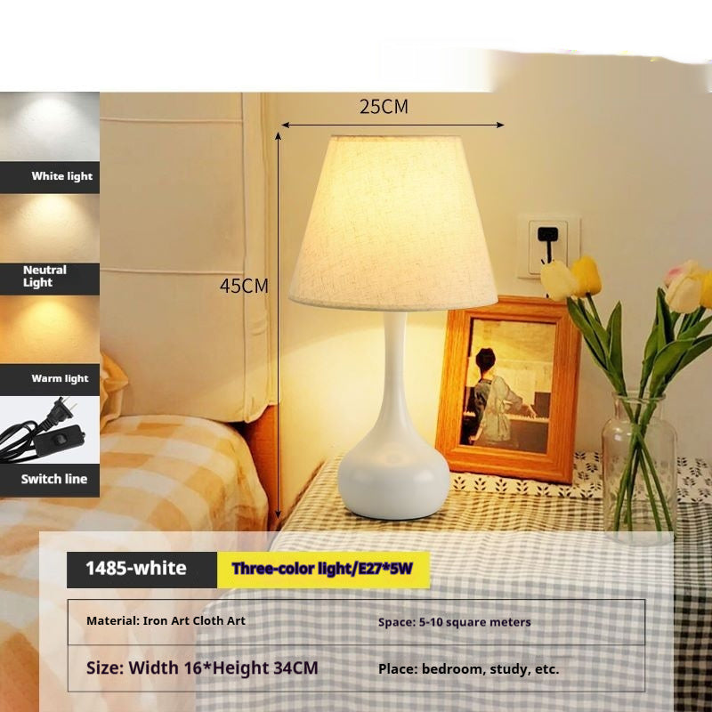 Fabric Table Lamp Bedroom Bedside Lamp High-grade Warm Atmosphere