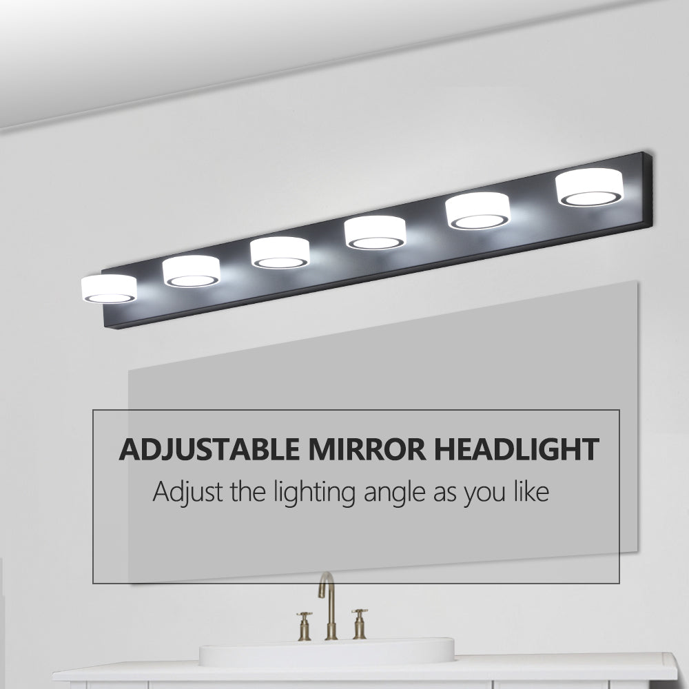 LED Modern Black 6-Light Vanity Lights Fixtures Over Mirror Bath Wall