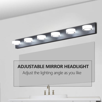 LED Modern Black 6-Light Vanity Lights Fixtures Over Mirror Bath Wall