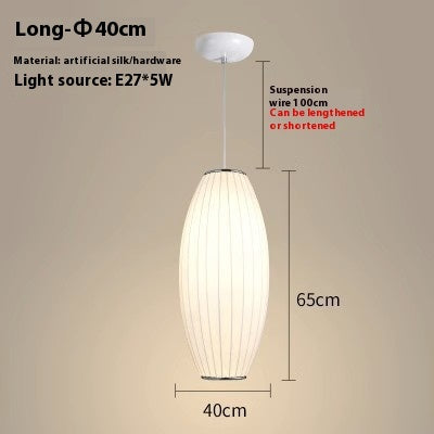 Simple Fabric Lantern Ball Chandelier Bedroom Dining Room Bar Counter Tea Room Silk Lamp