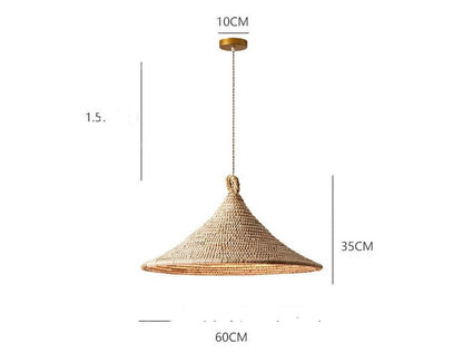 Japanese Style Chandelier Vintage Bed & Breakfast Rattan Straw Hat Chandelier