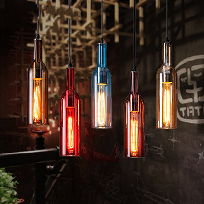 Nordic Wine Bottle Glass Pendant Chandelier